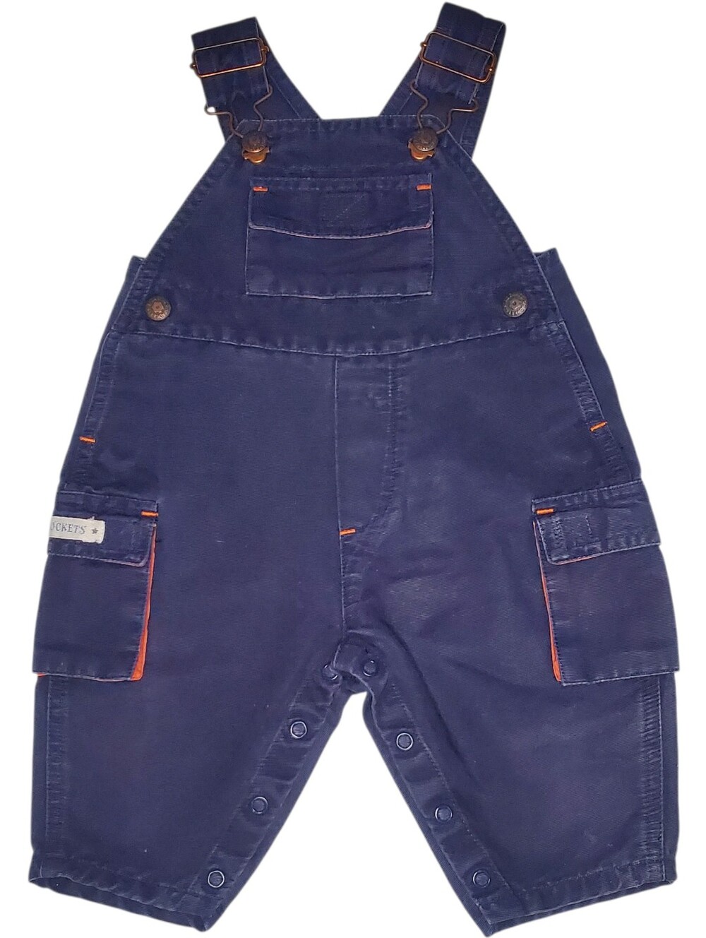 Vintage Sprockets Navy Blue Cargo Overalls 3/6 Months 100% Cotton